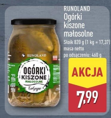 Ogórki kiszone małosolne RUNOLAND promocja w Aldi