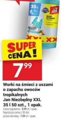 Worki na śmieci z uszami o zapachu owoców tropikalnych Jan Niezbędny XXL 35 | 50 szt., 1 opak. promocja w Twój Market