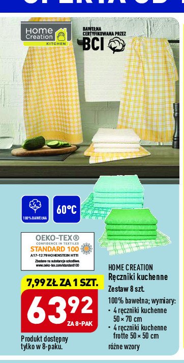 Ścierki i ręczniki kuchenne bawełna bio 50 x 70 cm 50 x 50 cm Home creation promocja