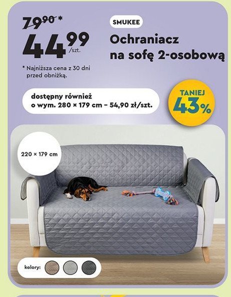 Ochraniacz na sofę 210 x 179 cm popielaty Smukee promocja