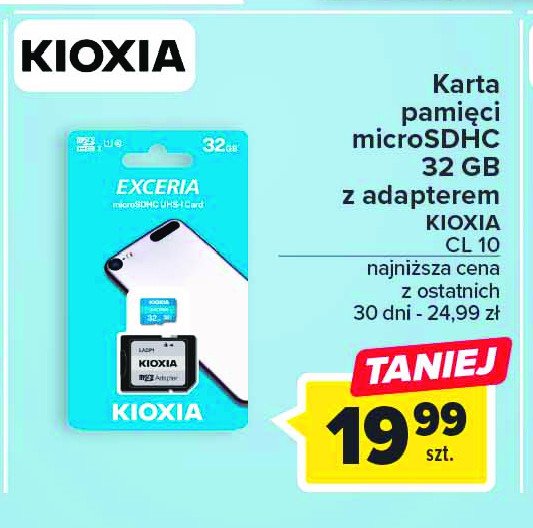 Karta pamięci micro sdhc 32 gb cl10 + adapter Kioxia promocja