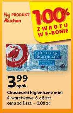 Chusteczki higieniczne 4-warstwowe mini Auchan promocja
