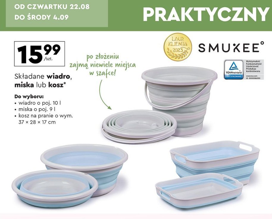 Kosz na pranie składany 37 x 28 x 17 cm Smukee home promocja