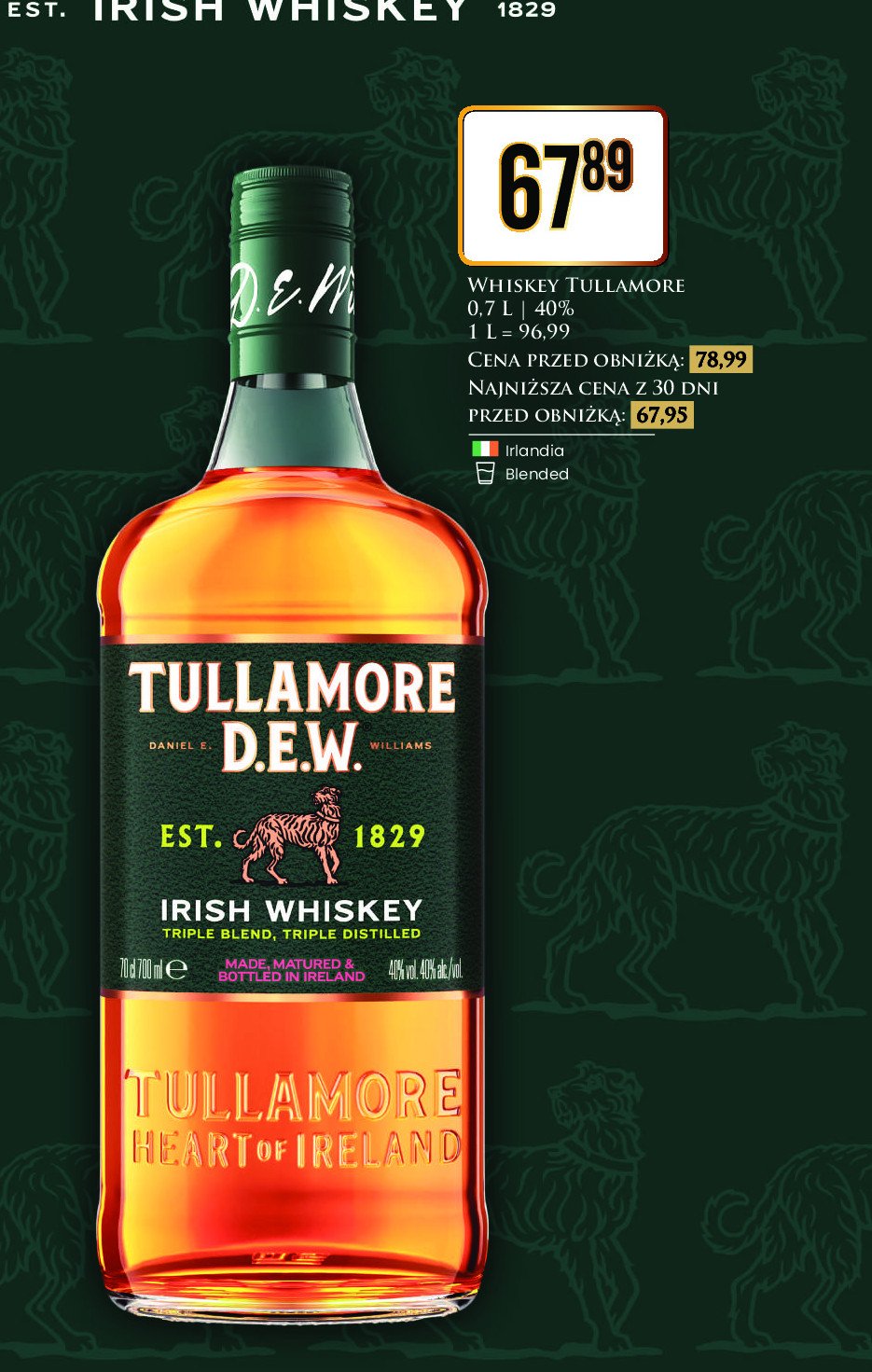 Whisky Tullamore dew honey promocja
