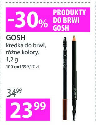 Kredka do brwi ze szczoteczka 03 grey brown Gosh eyebrow pencil promocja