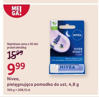 Pomadka Nivea, pielęgnująca do ust, 4,8 g promocja w Rossmann
