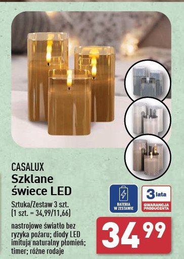 Świece szklane led Casalux promocja