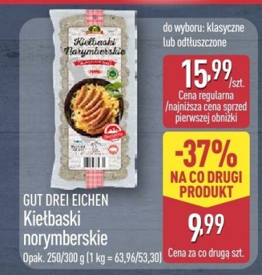 Kiełbaski norymberskie GUT DREI EICHEN promocja w Aldi