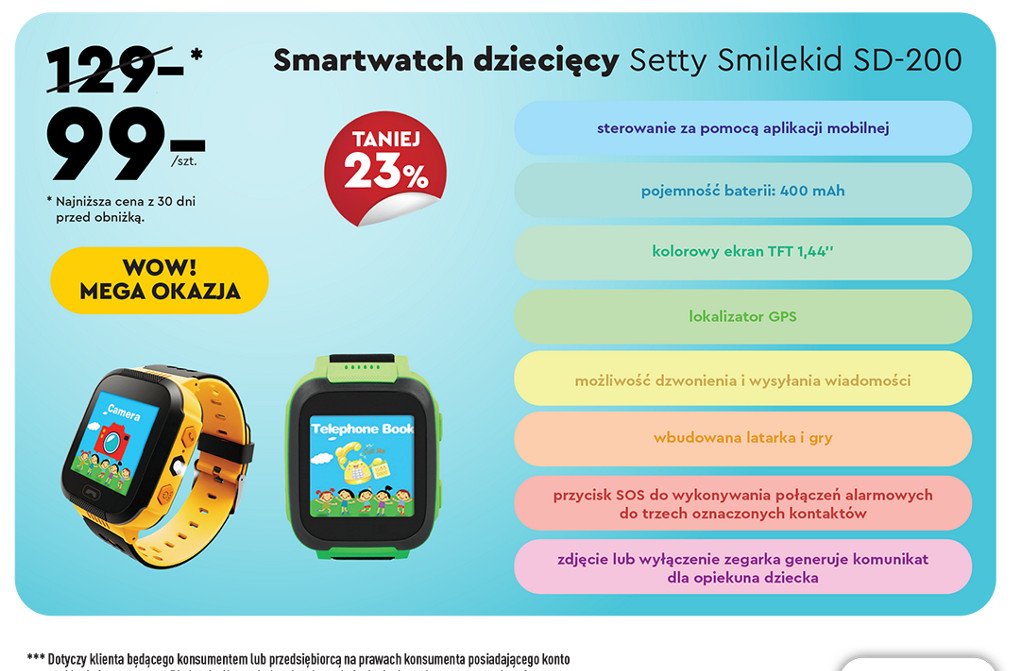 Smartwatch dziecięcy sd-200 zielony Setty promocja