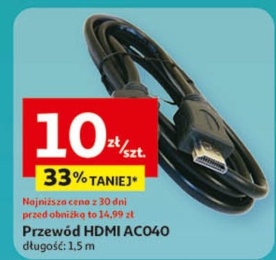 Przewód HDMI AC040 długość: 1.5 m promocja w Auchan