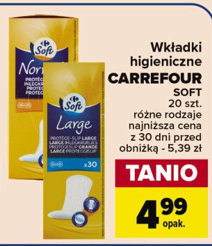 Wkładki higieniczne normal Carrefour soft promocja