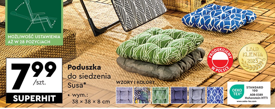 Poduszka dekoracyjna-siedzisko susa 38 x 38 x 8 cm Gardenic promocja