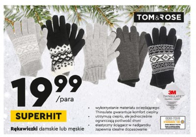 Rękawiczki męskie thinsulate Tom & rose promocja