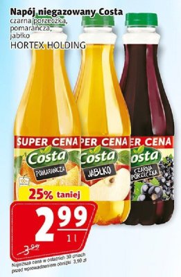 Napój niegazowany Costa czerwony grejpfrut, pomarańcza, jabłko promocja w Prim Market