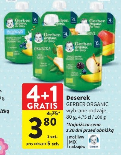 Deser banany-jagody z jogurtem i płatkami zbóż Gerber organic promocja