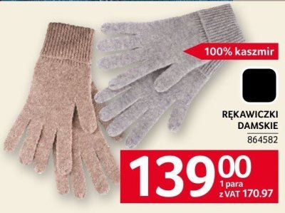 Rękawiczki damskie kaszmir 100% Cashmere Collection promocja w Selgros