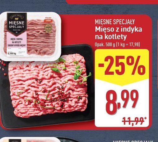 Mięso mielone z indyka Mięsne specjały zawsze świeże (aldi) promocja