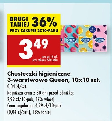 Chusteczki higieniczne 3-warstwowe Queen promocja