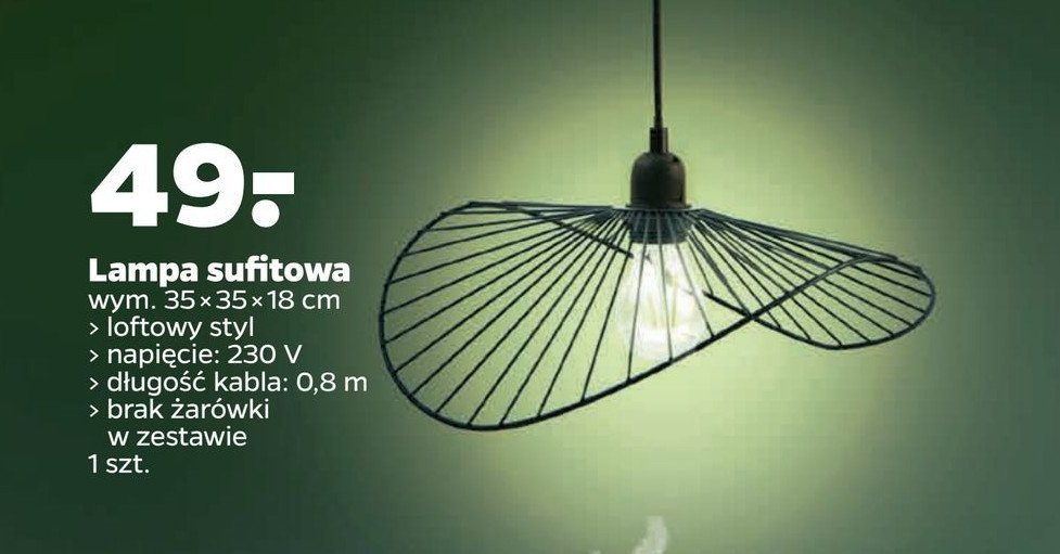Lampa sufitowa loftowa 35 x 35 x 18 cm promocja