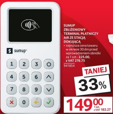 Terminal płatniczy AIR ze stacją dokującą SUMUP promocja w Selgros
