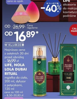 Mgiełka do ciała Life, Nola Lola Dubai Ritual, 200 ml, dyfuzor z patyczkami, 120 ml promocja w Super-Pharm