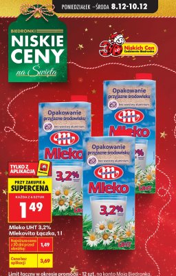 Mleko UHT 3,2% Mlekovita Łączka 1l promocja w Biedronka