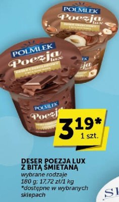 Deser Poezja Lux z bitą śmietaną Polmlek wybrane rodzaje 180 g promocja w Groszek