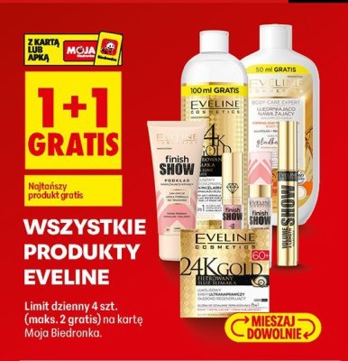 Kosmetyki wszystkie rodzaje Eveline 1+1 gratis promocja w Biedronka