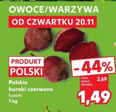 Buraki polskie czerwone luzem promocja w Kaufland