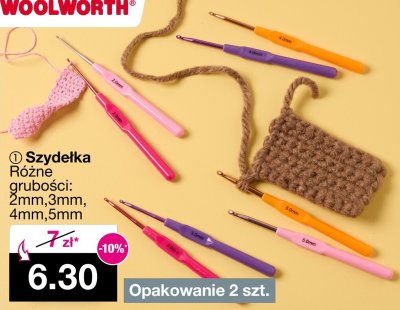 Szydełka różne grubości: 2mm, 3mm, 4mm, 5mm, opakowanie 2 szt. promocja w Woolworth