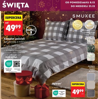 Komplet pościeli satynowej Smukee z mikrowłókna 220x200cm + 2x70x80cm promocja w Biedronka