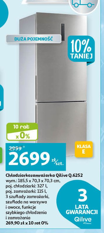 Ch艂odziarko-zamra偶arka q.6252 inox Qilive promocja