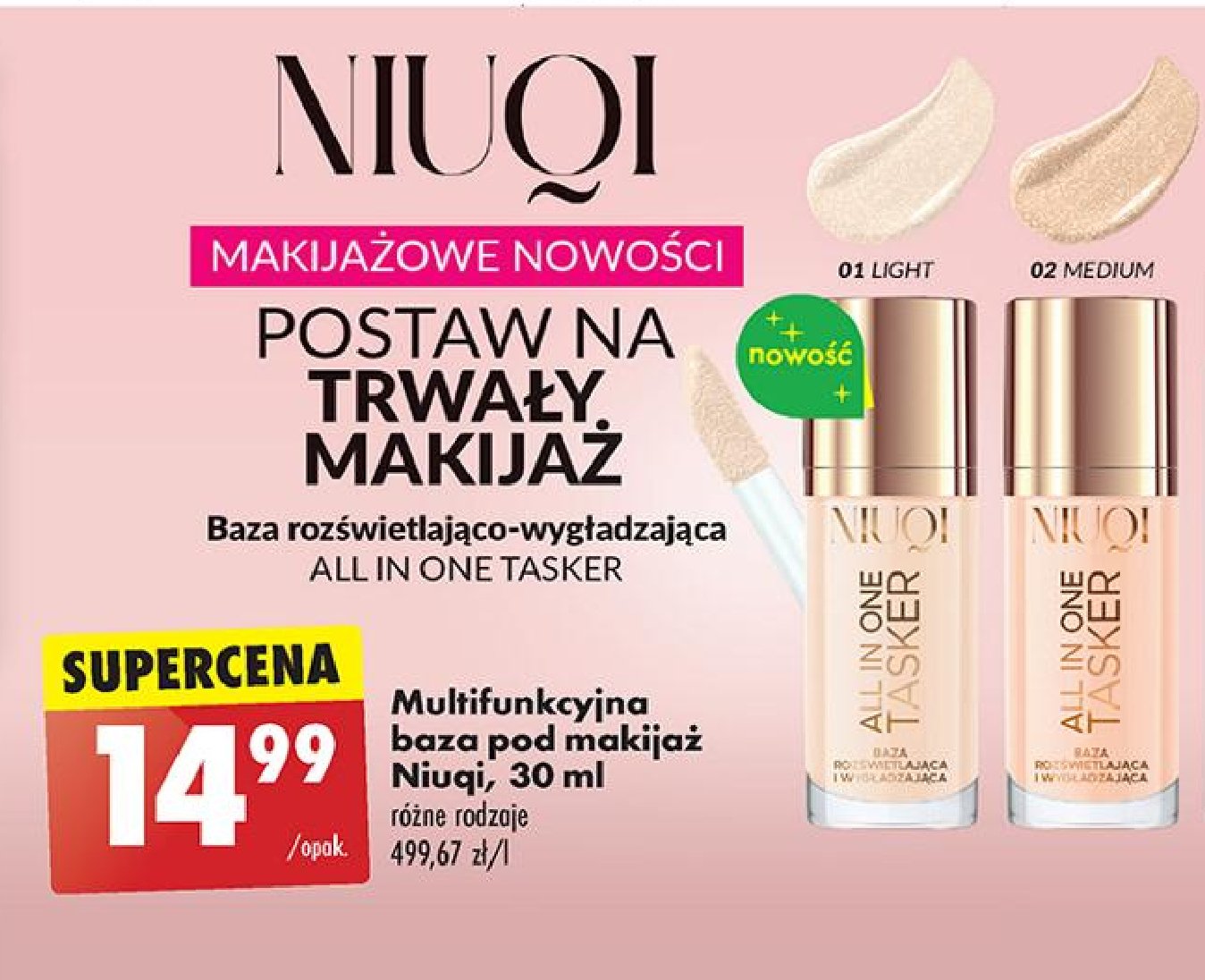 Baza pod makijaż 01 light Niuqi promocja w Biedronka