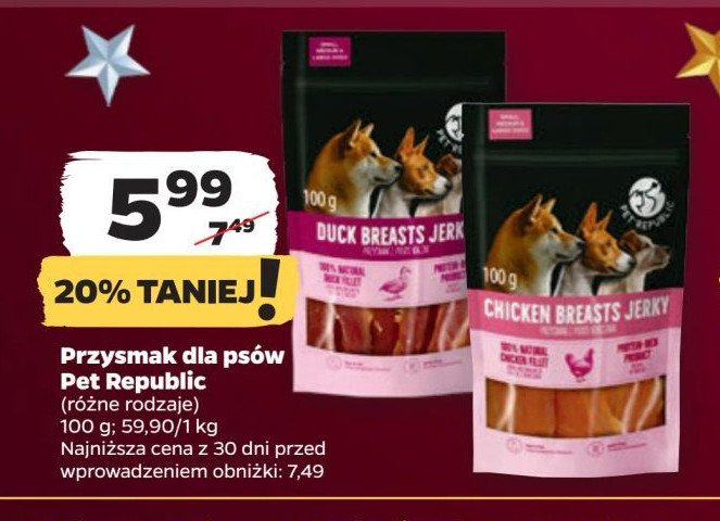 Przysmak dla psa z piersi kurczaka Pet republic promocja w Netto