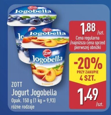 Jogurt Zott Jogobella różne rodzaje promocja w Aldi