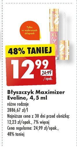 Błyszczyk do ust 04 majorca Eveline maximizer promocja