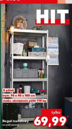 Regał metalowy 90 x 40 x 180 cm promocja w Kaufland
