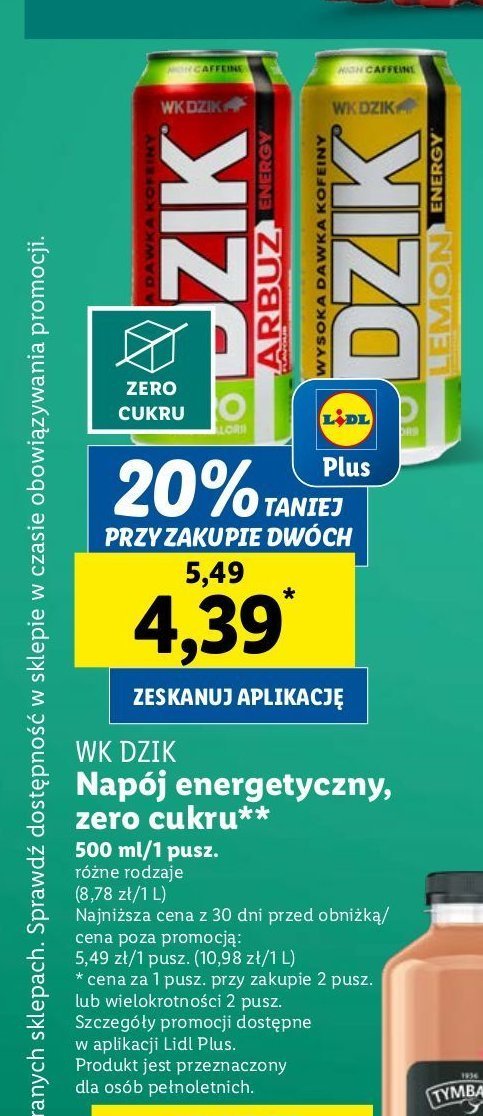 Napój energetyczny arbuz zero WK DZIK promocja