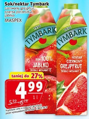 Sok/nektar Tymbark czerwony grejpfrut, czarna porzeczka, jabłko promocja w Prim Market
