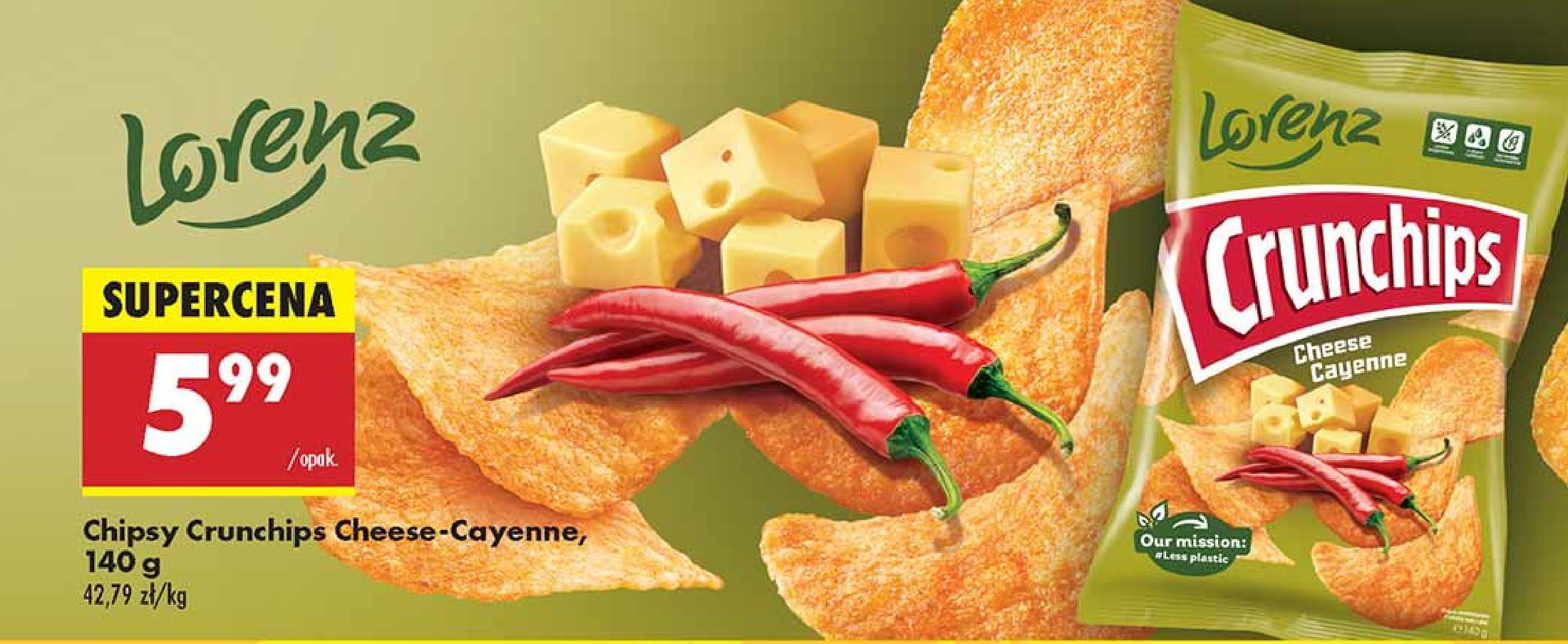 Chipsy cheese cayenne Crunchips promocja w Biedronka