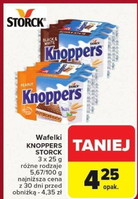 Wafelki Knoppers Storck różne rodzaje 3 x 25 g promocja w Carrefour Market