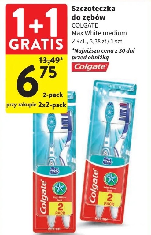Szczoteczka do zębów średnia Colgate max white promocja w Intermarche