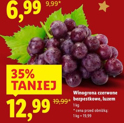Winogrona czerwone bezpestkowe, luzem promocja w Lidl