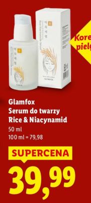 Serum do twarzy Glamfox Rice & Niacynamid promocja w Lidl