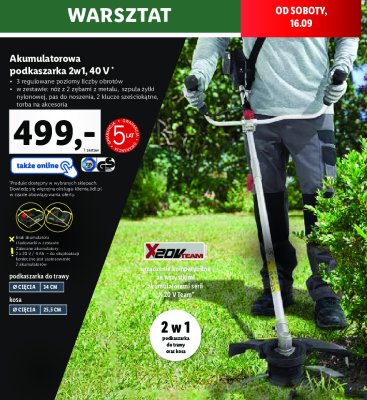 Podkaszarka akumulatorowa 2w1 40 v Parkside promocja