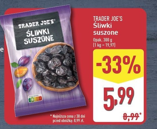 Śliwki suszone Trader joe's promocja w Aldi