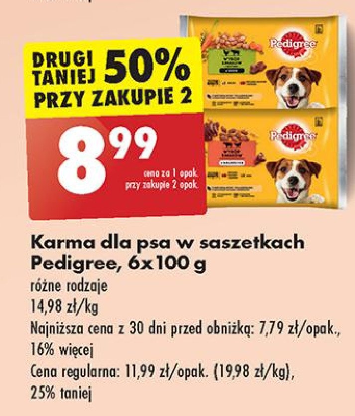 Karma dla psa wybór smaków w galarecie Pedigree promocja w Biedronka