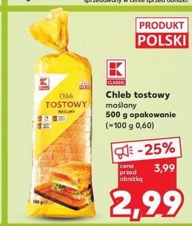 Chleb tostowy pszenny maślany K-classic promocja