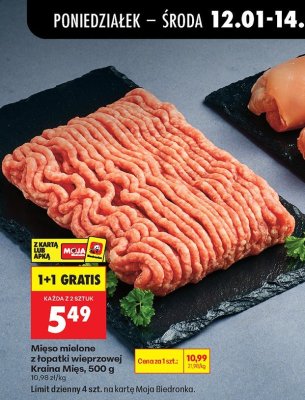 Mięso mielone z łopatki wieprzowej Kraina Mięs, 500 g promocja w Biedronka