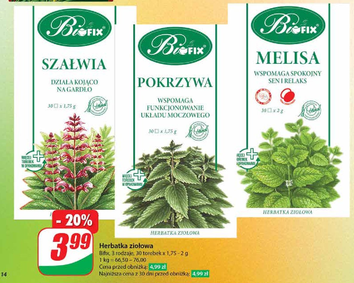 Herbatka ziołowa pokrzywa Bifix promocja